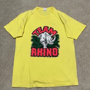 Vintage 1990 Team Rhino Graphic Yellow Shirt Large
